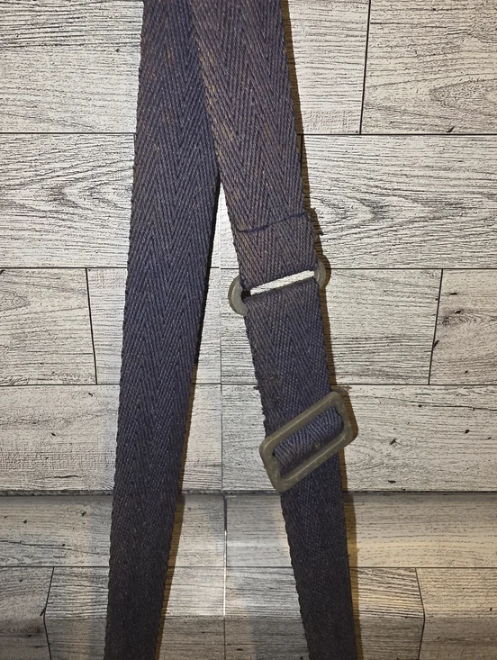 Vintage Canteen Round Wool Stripe Crossbody Bag in Navy, Red & Cream - Picture 3 of 4